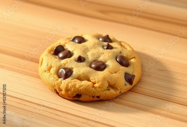 Obraz Warm, soft-baked chocolate chip cookie with melting chips