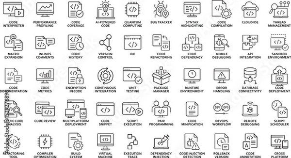 Obraz Programming Icons: Vector Set of Software Development Elements.