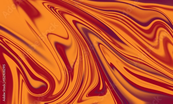 Fototapeta Warm Abstract Marbled Fluid Background in Orange and Red Tones