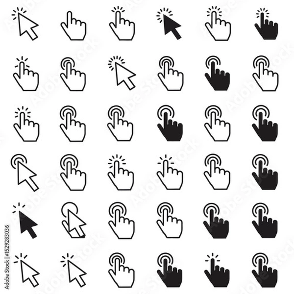 Fototapeta hand cursor icon set vector