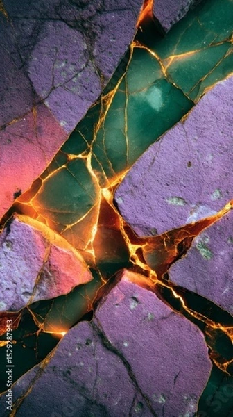 Fototapeta Semiprecious marble stone surface with vibrant mineral veins, colorful texture, abstract natural pattern, close-up view background