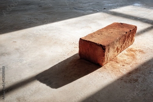 Obraz Clay brick on concrete floor with diagonal shadows