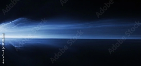 Fototapeta A dramatic dark-blue beam of light slicing through black space, evoking electric energy and spotlight intensity—ideal for tech, cinema, or mysterious visual themes