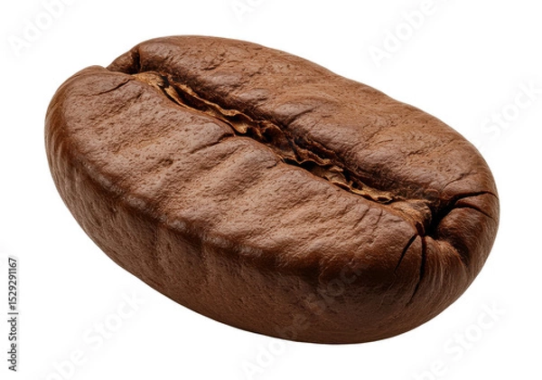 Fototapeta Close-up of a single coffee bean showcasing its rich texture and natural sheen