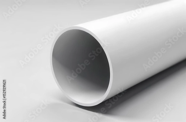 Obraz A cross-section of a white plastic pipe showing its internal structure and thickness.