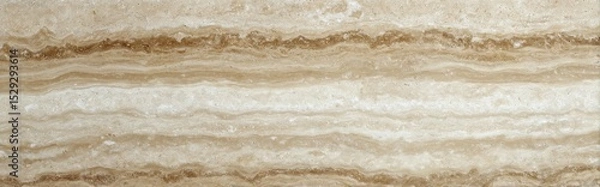 Fototapeta Travertine cross-cut stone surface in beige tones with linear and organic patterns