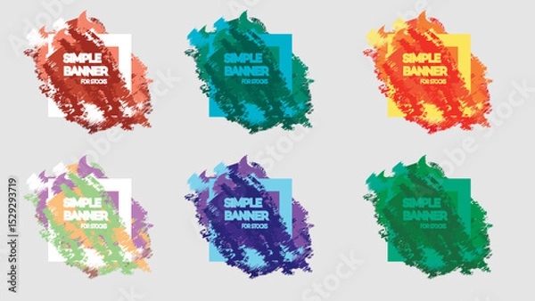 Obraz Abstract watercolor background. Modern art abstract banner. Vector square frame for text with color brush lines.