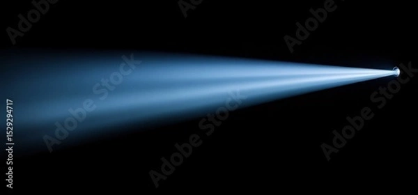 Fototapeta A dramatic dark-blue beam of light slicing through black space, evoking electric energy and spotlight intensity—ideal for tech, cinema, or mysterious visual themes