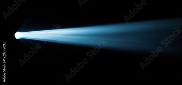 Fototapeta A dramatic dark-blue beam of light slicing through black space, evoking electric energy and spotlight intensity—ideal for tech, cinema, or mysterious visual themes