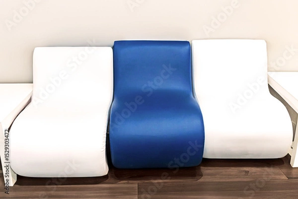 Obraz Empty leather material coated seats inside modern interior