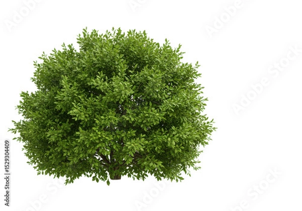Fototapeta Lush green tree with dense foliage, set against a clear blue sky, ideal for nature themes