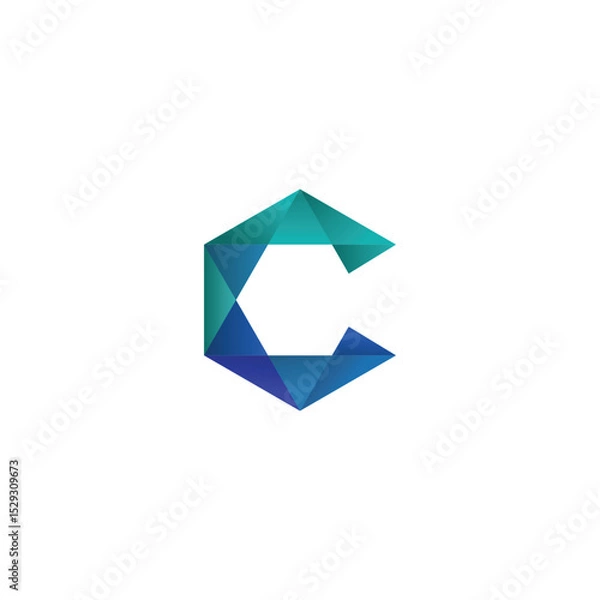 Obraz Logo Abstract Simple Initial Letter C Vector on White Background