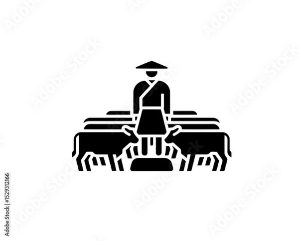 Fototapeta Cowherd icon vector in black color with white background.