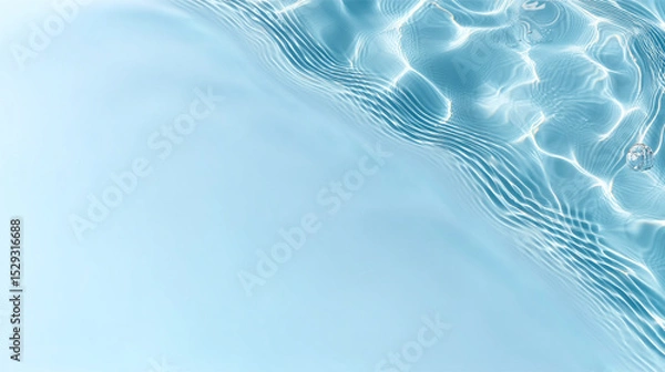 Obraz Abstract water surface in a pastel light blue tone with subtle ripples . Ideal for skincare branding, hydration product mockups, luxury wellness, or minimalist digital backgrounds