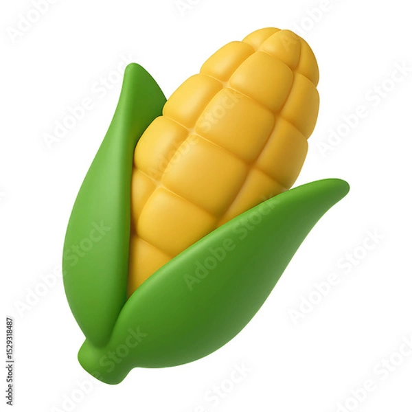 Fototapeta yellow corn 3d render icon isolated on transparent background cutout