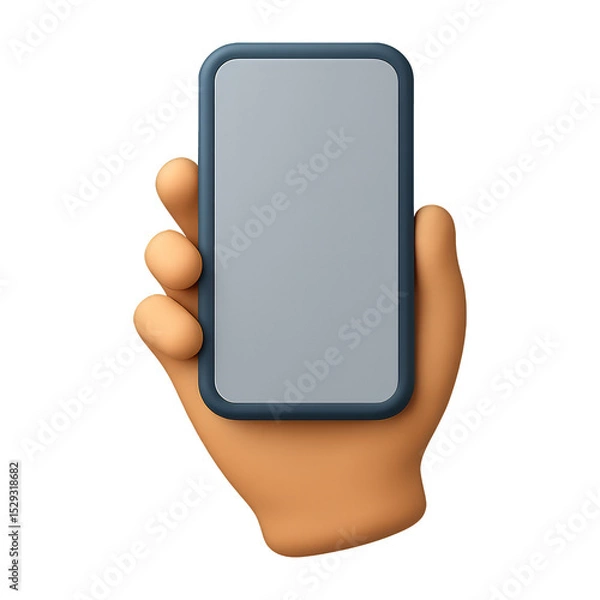 Fototapeta black smartphone in hand 3d render icon isolated on transparent background cutout