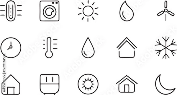 Fototapeta Here's a concise description of the image:
Set of vector icons for web design including business, home, music, and medical symbols