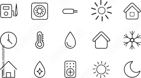 Fototapeta Eco vector icon set with clock, car, time, medical, and watch symbols for web design