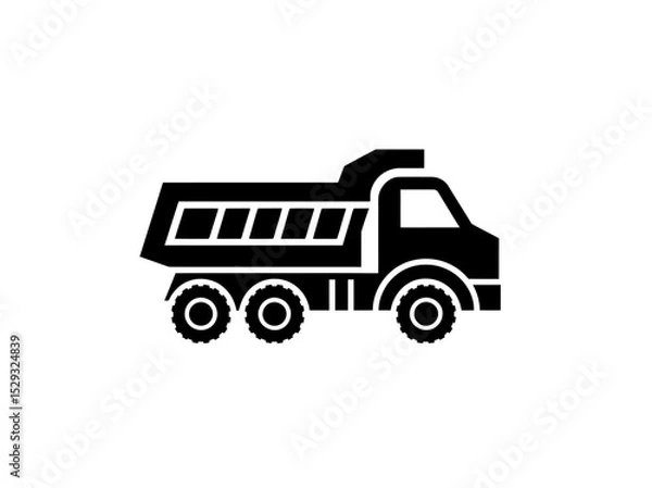 Fototapeta Dump truck icon vector in black color on white background.