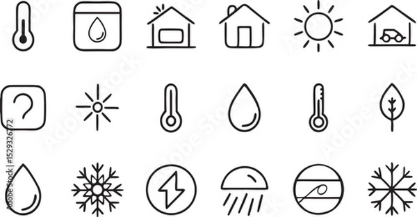 Fototapeta Autumn icon set: business, home, and web vector symbols for seasonal design