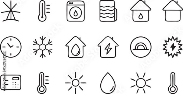 Fototapeta Set of vector icons: diverse illustrations of trees, home, and business symbols for web design