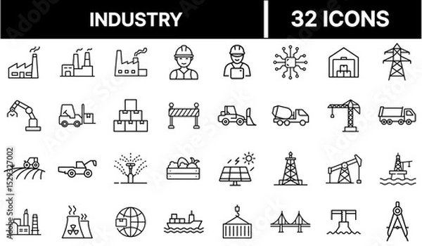 Fototapeta Industry Icon Representing Manufacturing, Infrastructure, and Economic Production Sectors