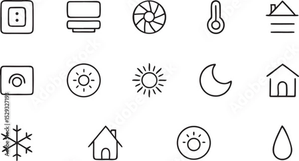 Fototapeta Black vector icon set of nautical business equipment with compass and ship wheel illustrations