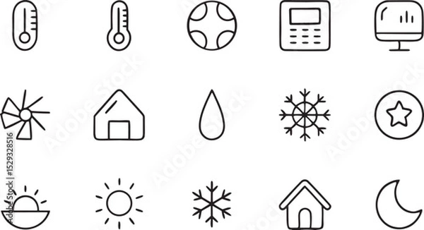 Fototapeta Home and business vector icon set for web design illustration