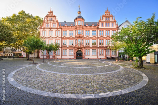 Fototapeta Exploring the historical architecture of Gutenberg Museum in Mainz during a sunny day
