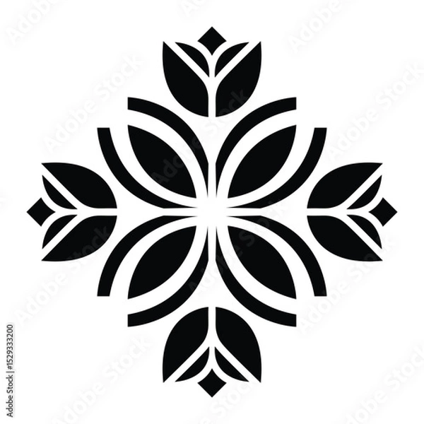 Fototapeta Abstract Floral Icon Symmetric Bloom Pattern