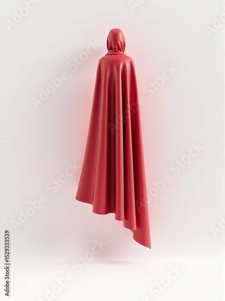 Fototapeta Elegant flowing red gown stands out against a clean white background, conveying grace and style.