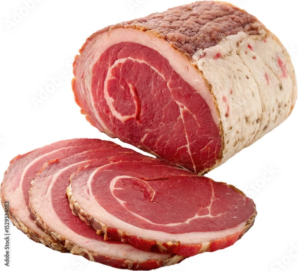 Obraz Rolled roast beef slice with marbled edge