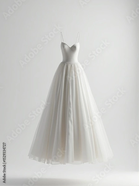 Fototapeta Elegant white jumpsuit with long sleeves and cinched waist for a stylish and modern look.