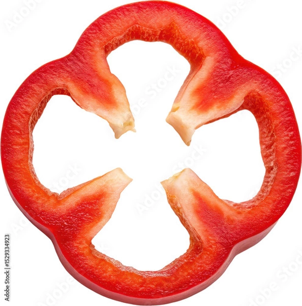 Obraz A cross section of a fresh vibrant red bell pepper sliced into a symmetrical ring shape revealing its crisp texture and bright color
