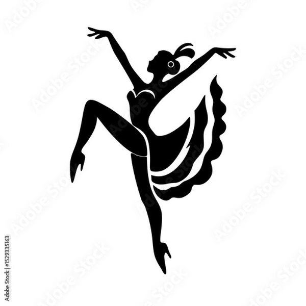 Obraz cancan dancer pose silhouette vector