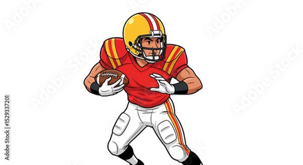 Fototapeta Cartoon American Football Player in Action