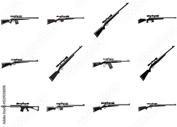 Obraz Sniper Silhouette Vector Illustration Rifle in Tactical Pose