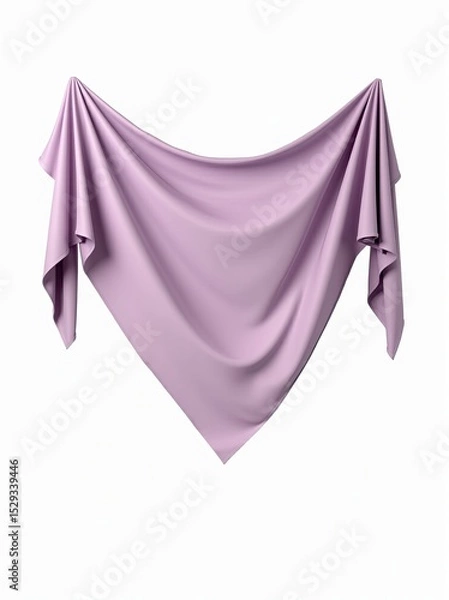 Fototapeta Softly draped light purple fabric isolated against a white background with gentle curves and folds.