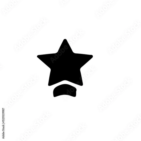 Fototapeta A simple black star icon with a small curved base on a plain white background in a minimalist style art