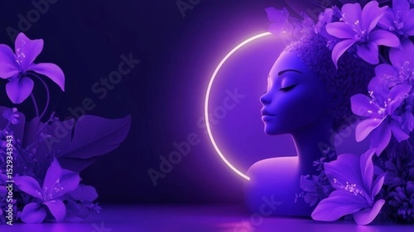Obraz Vibrant purple vector background with glowing light effects and abstract illumination elements for futuristic digital art, technology wallpapers, and modern graphic design projects