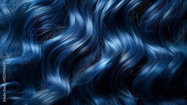 Fototapeta Close up of rich deep blue curls perfectly formed soft waves enhancing their multi tonal vibrancy