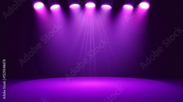 Obraz Vibrant purple background vector illustration with glowing lighting effects for text placement, message board layouts, and infographic design concepts
