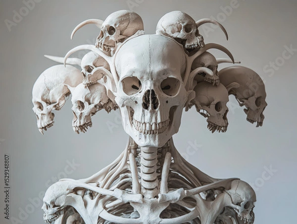 Fototapeta Skull with many skulls on it. The skull is white and has a lot of skulls on it