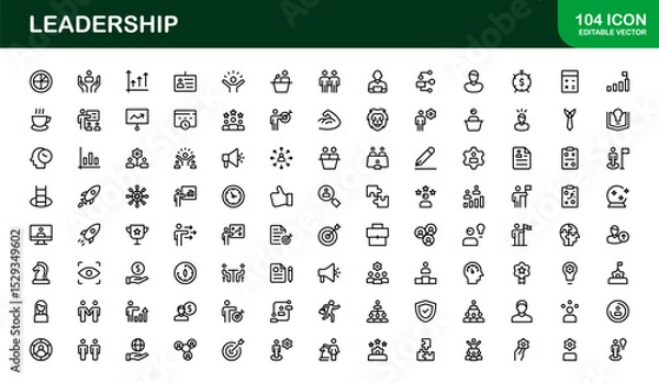 Obraz Discover a versatile leadership icon pack offering modern line illustrations tailored for management, strategy, and executive communication needs.