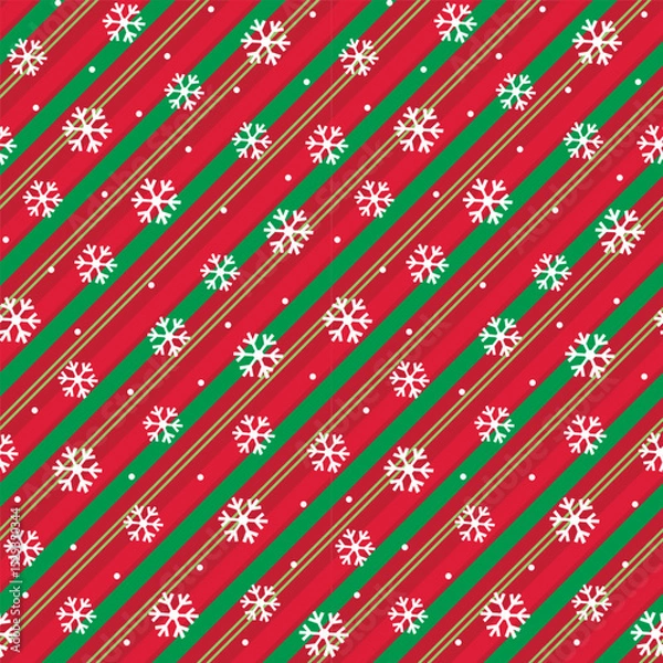 Obraz Seamless Stripes Pattern With Snowflakes For Christmas Paper Gift Wrap And Fabric Print