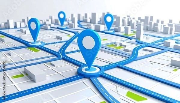 Obraz City map navigation route points.