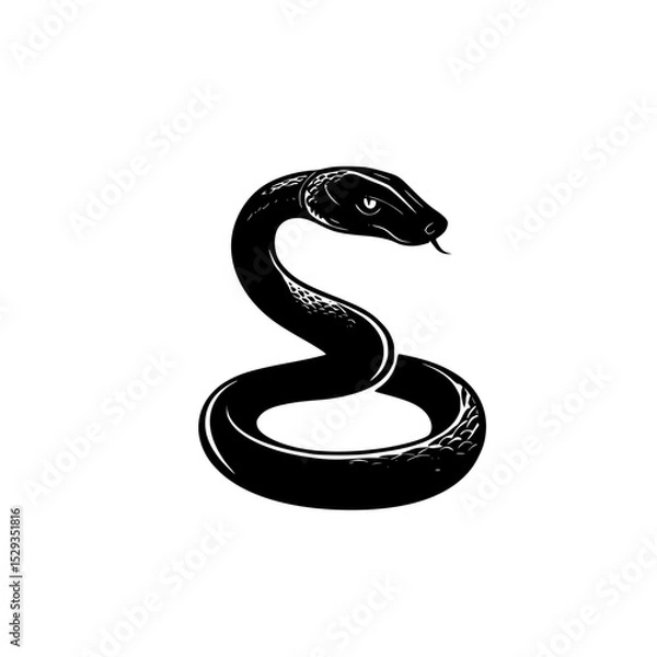 Fototapeta Black serpent icon designed with smooth curves and detailed features on a contrasting background