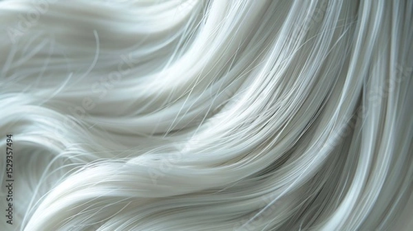 Fototapeta Close up of sleek white straight hair capturing fine silky texture and pristine brilliance