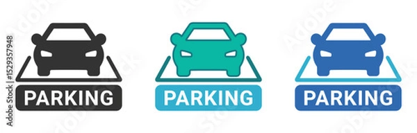 Fototapeta Car parking icon set. Car parking sign. Public parking and parking location symbol - stock vector.
