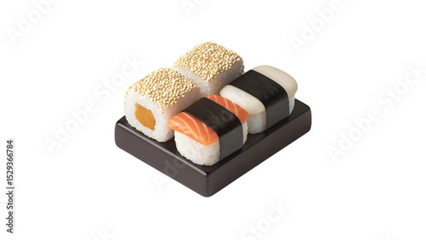 Fototapeta 3d set of sushi isolated on white